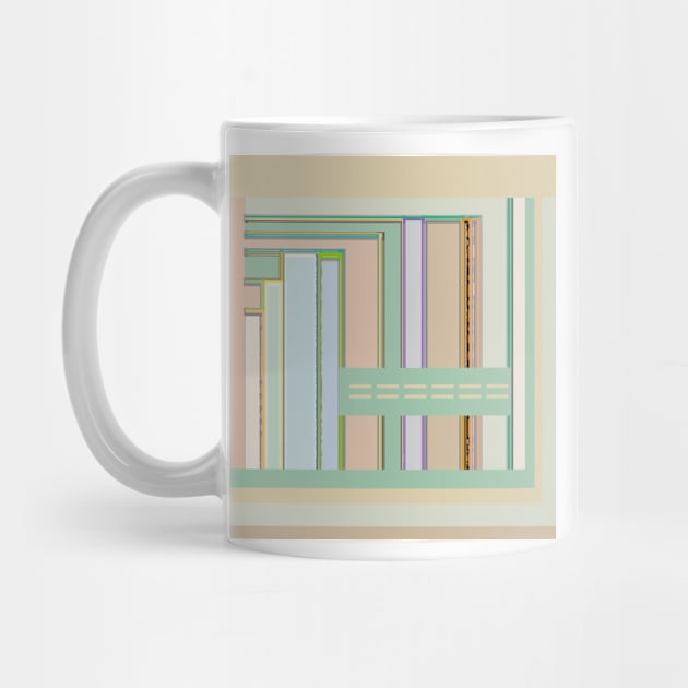 Circuit Board Blips graphic design in tan terra cotta blue green by djrunnels